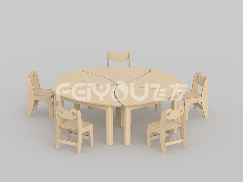 儿童桦木扇形桌子