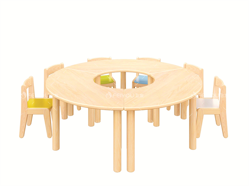 乐森林·简约圆腿弧形桌组合-幼儿园家具
